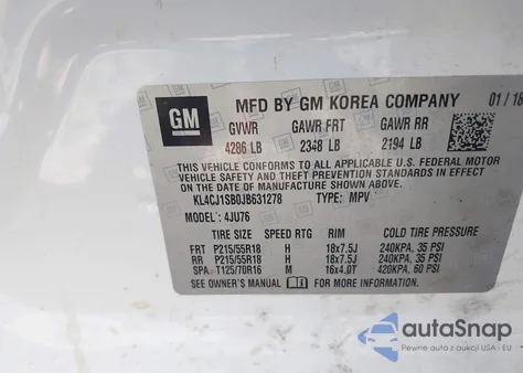 2018 Buick Encore Sport Touring from USA, damaged, VIN KL4CJ1SB0JB631278